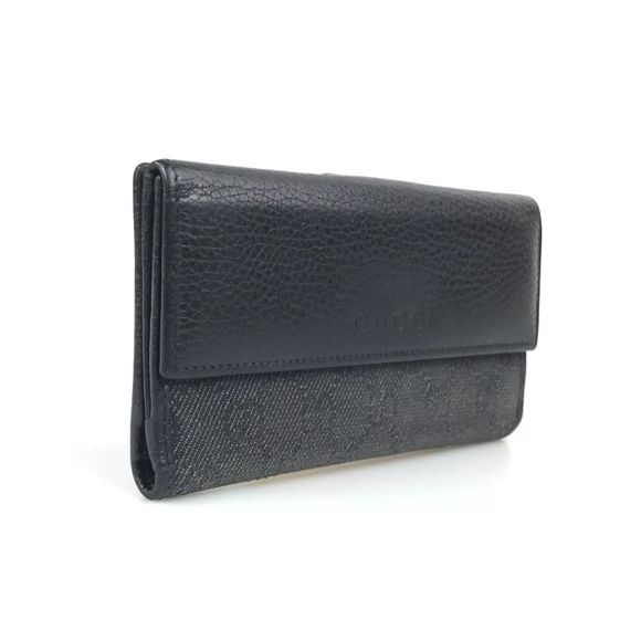 GUCCI WALLET BI FOLD 143389 0959 GG CANVAS Black Leather Authentic - Picture 3 of 11